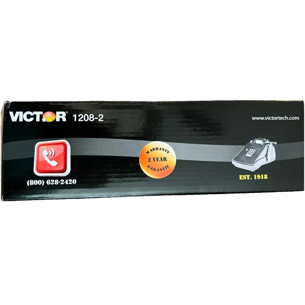 Victor 1208-2 Printing Calculator, 2-Color Black/Red Print, Manual & Adapter NIB